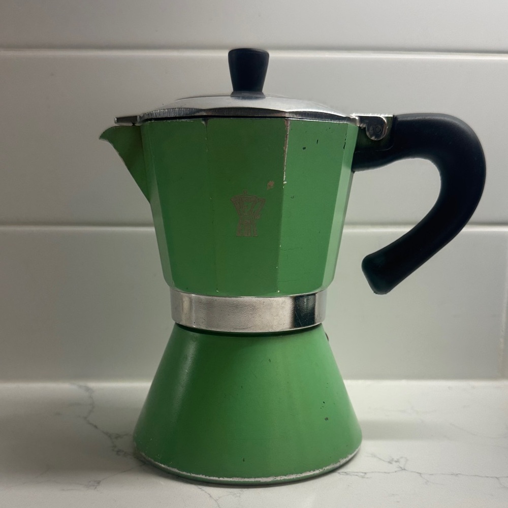 Green Stovetop Espresso Maker with Black Handle